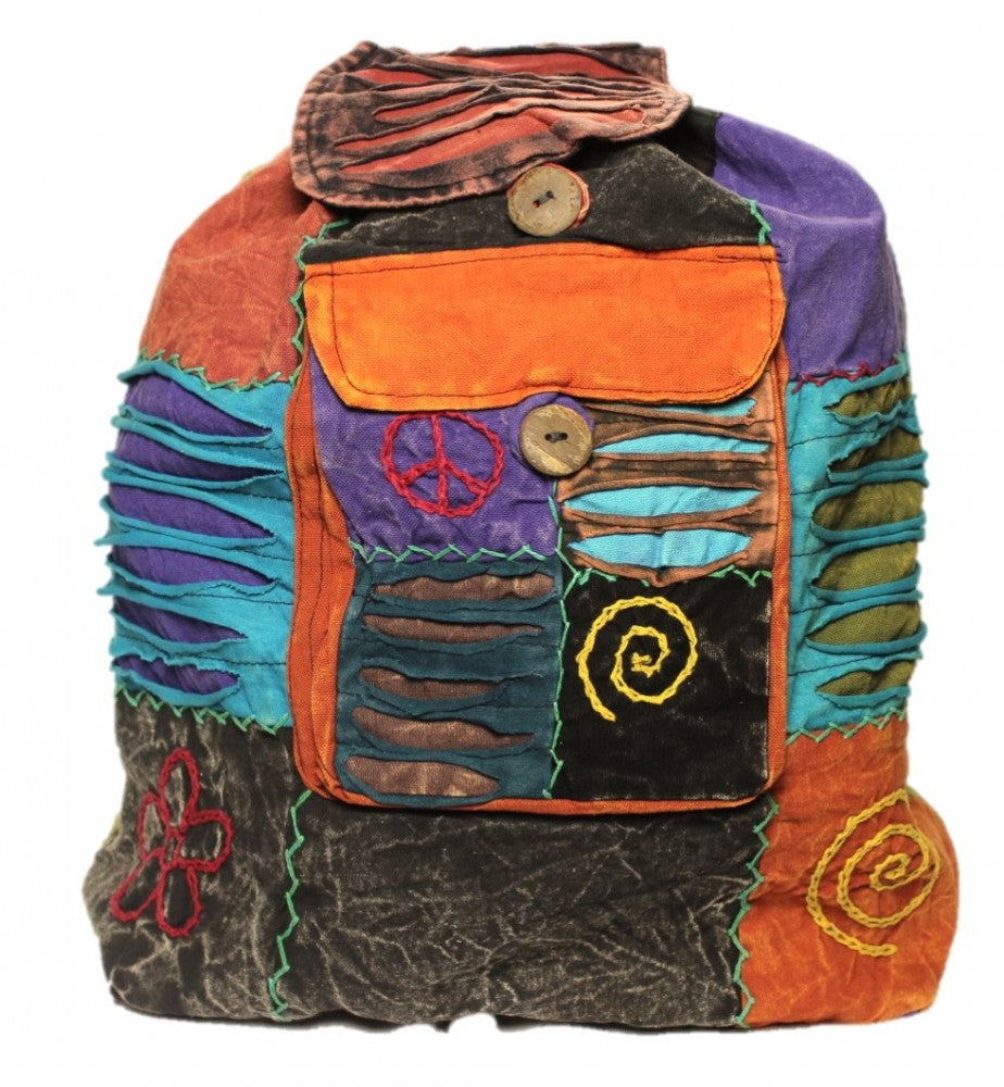 Hippie Rucksack stone washed, cultbagz flower 10
